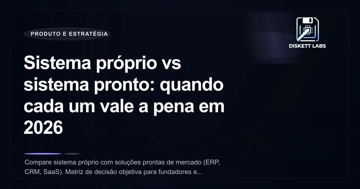 Sistema próprio vs sistema pronto: quando cada um vale a pena em 2026